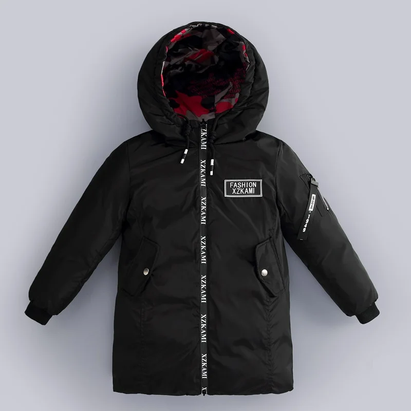 

children adolescents double-faced Wearing winter down jacket Long children's boy thick warm down jacket Quality white duck down