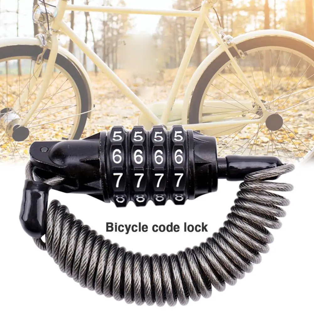 Мини Портативный пружинный Противоугонный велосипедный кодовый замок 4 цифры комбинированный пароль велосипедный замок пружинный дисковый кабель провод замок безопасности