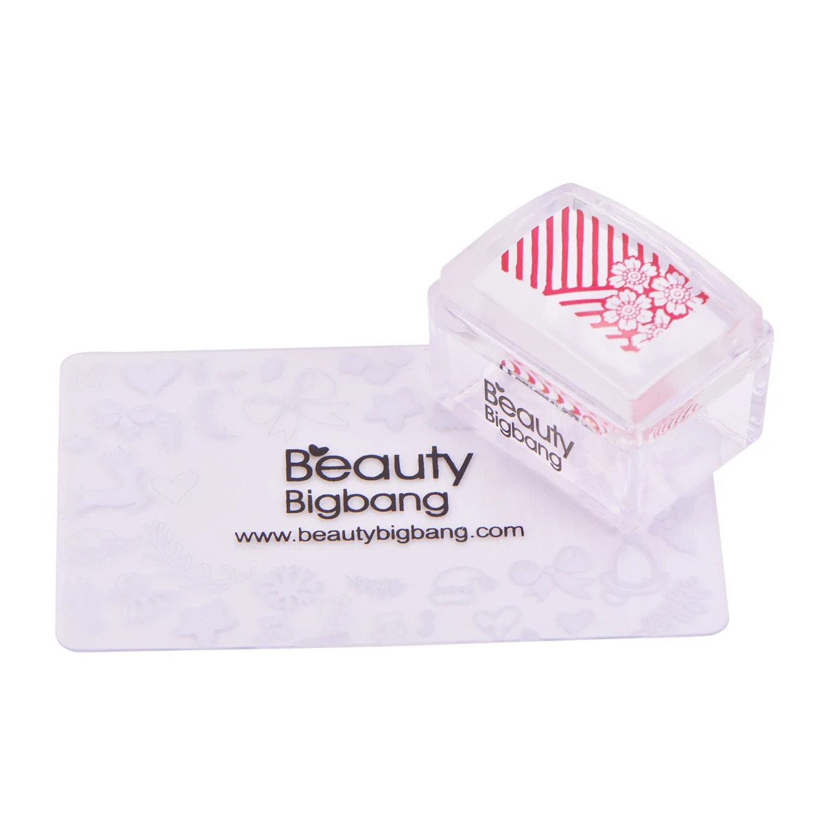 Beautybigbang 1 набор 3,8*2,5*2,6 см белая пластиковая пластина для штамповки ногтей, силиконовый скребок для штамповки ногтей, аксессуары для дизайна ногтей