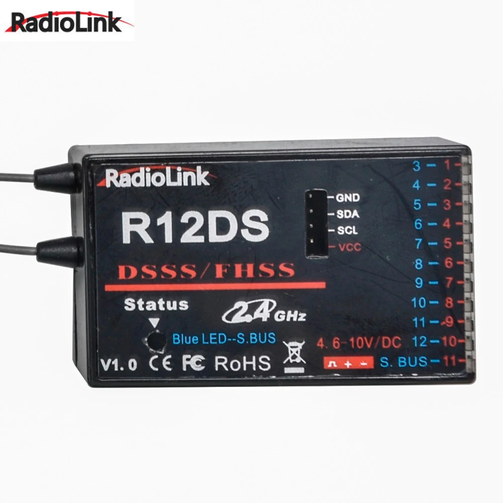 

RadioLink R12DS 12CH 12 Channel Receiver 2.4Ghz For AT10 Transmitter Aircraft Aerial Photography Device