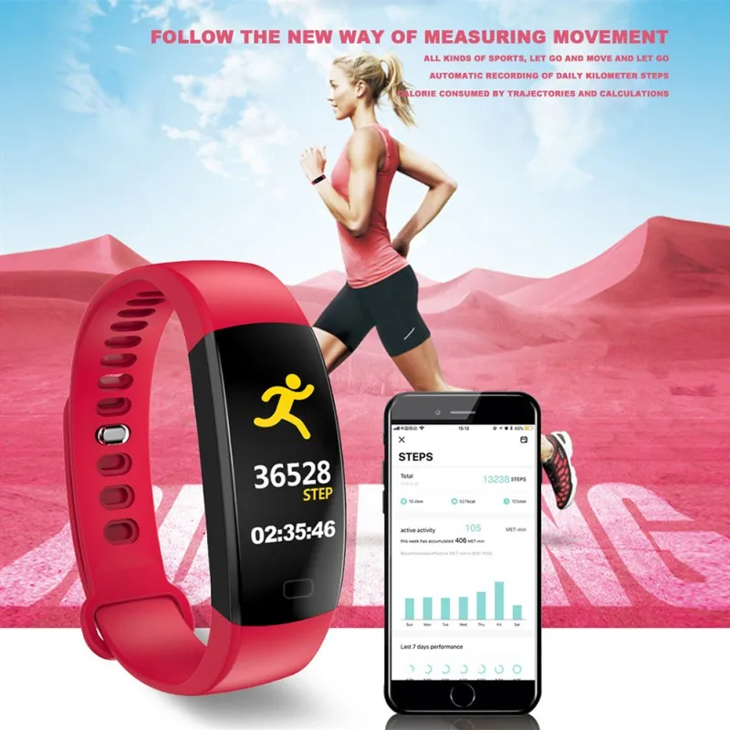 

F64 HR GPS Positioning Smart Bracelet Intelligent Reminder Sleep Analysis Heart Rate Blood Pressure Monitoring Smart Watch