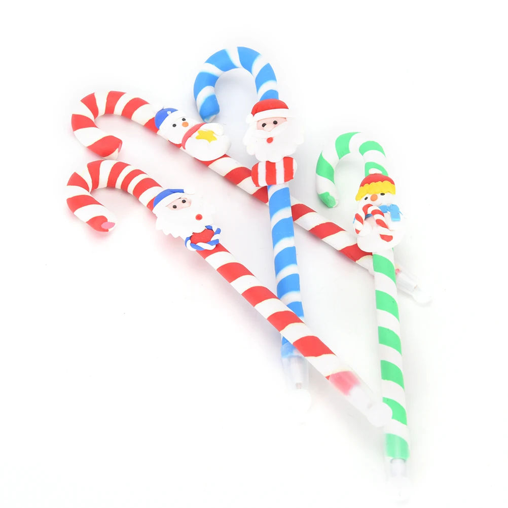 0.7mm Christmas Ballpoint Pen Snowman Ceramic Ball Pen Cartoon Christmas Santa Claus Ball Point Pen Crutches School Supply