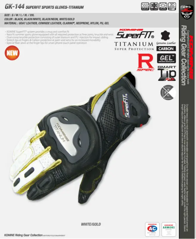 KOM INE GK-144 Super Fit Sports Gloves TITANIUM Leather Glove motorcycle gloves 4 color Size S M L XL 2XL KOM INE GK-144 Super Fit Sports Gloves TITANIUM Leather Glove motorcycle gloves 4 color Size S M L XL 2XL