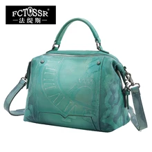 Rivet Cow Leather Shoulder Bag New Retro Leisure Handmade Women Handbag 2017 Fashion Original Design Messenger Bag leisure women s satchel with rivet and black design