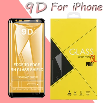

50pcs 9D Full Cover Toughen Tempered Glass For iPhone 11 Pro Max XS XR X 8 7 6 6S Plus Anti-Scratch Screen Protetcor With Box