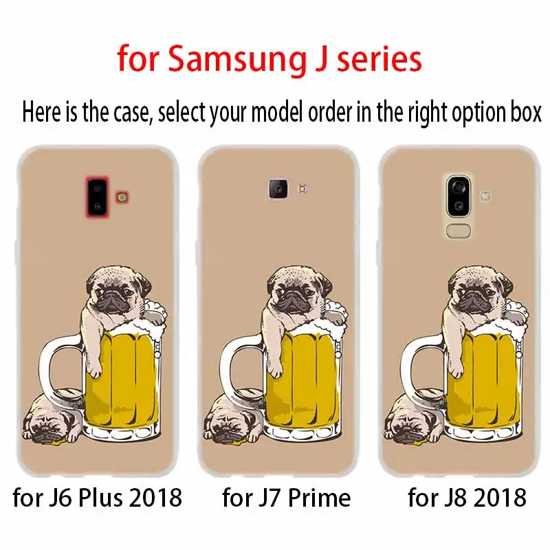 Мопса собака чехол ТПУ силиконовый для Samsung Galaxy J6 J8 J3 J5 J7 J4 J2 J1 Plus 2018 2016 2017 EU Prime