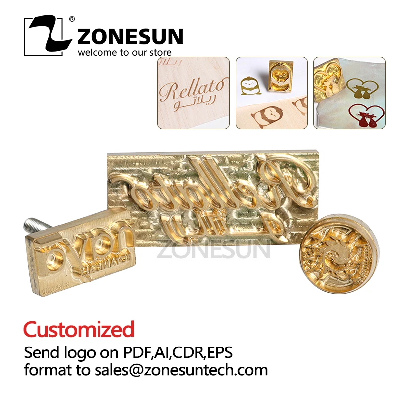 

ZONESUN Embossing Leather Mold Wood Custom Logo Metal Stamp Heat Press Tool Branding iron Emboss Mould