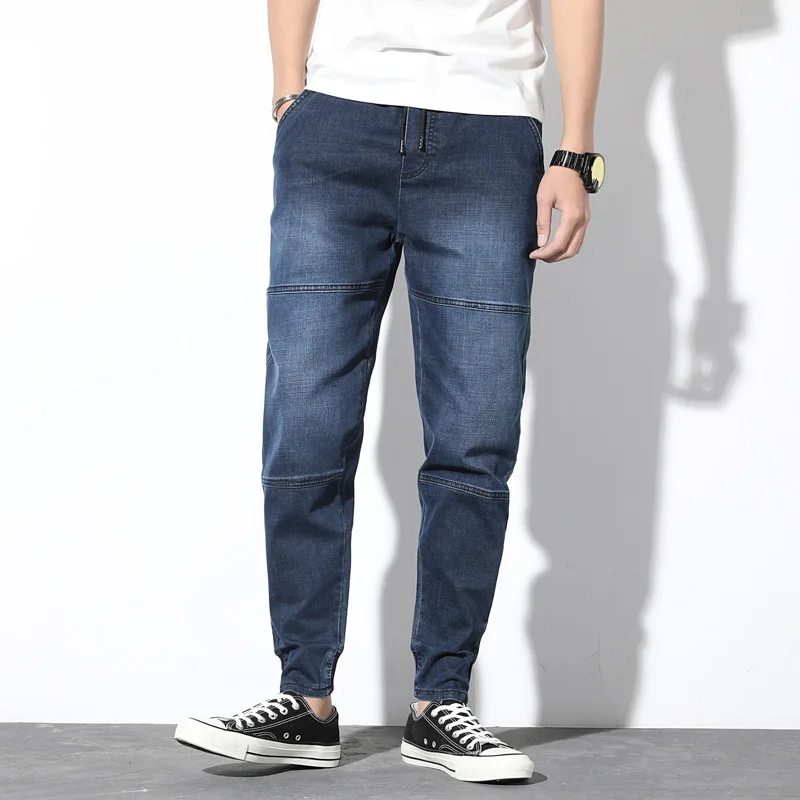 

Spring nine points jeans men's tide brand loose large size men's fat pants plus fat plus size feet elastic harem pants