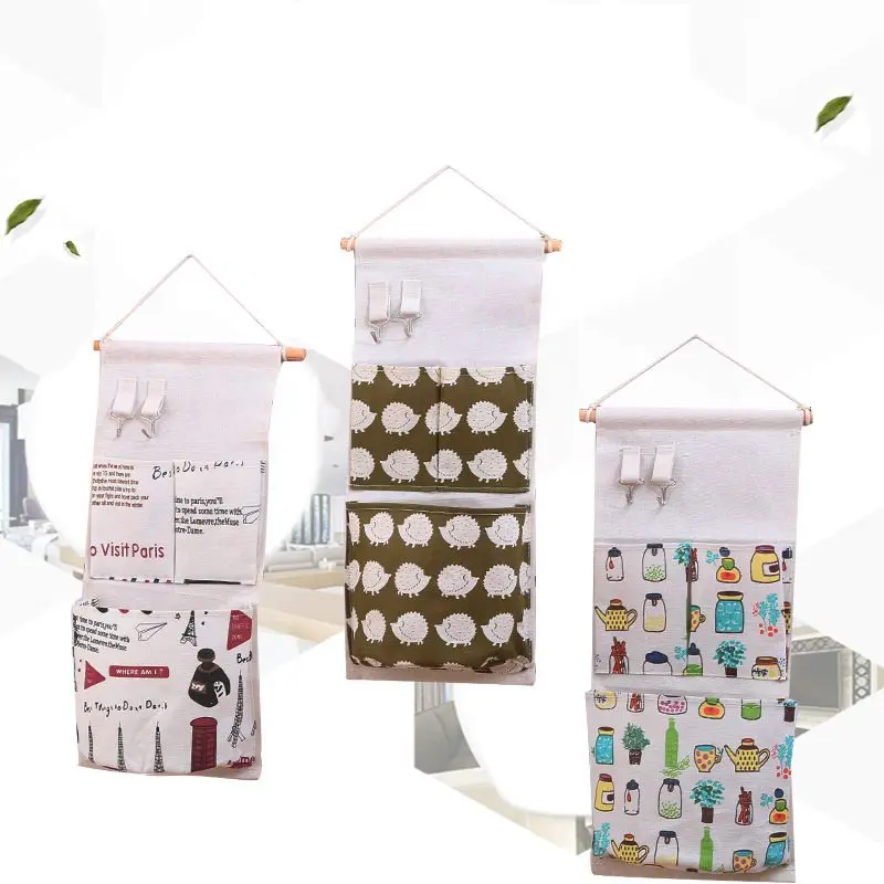 

Wall Hanging Storage Bags Cotton Linen Door Waterproof Pouch Bedroom Wall Hanging Home Office Organizer Decor