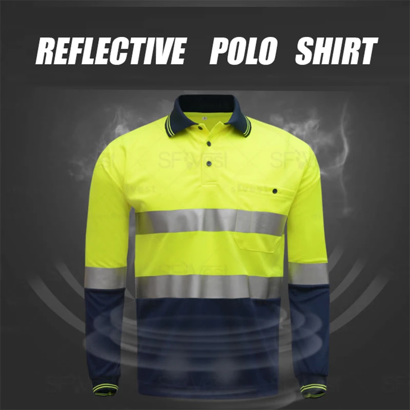 

Camisetas Hi vis High Visibility Reflective Reflection Mens T-shirt Safety Work For Male Fluorescent Yellow And Navy FREE SHIP