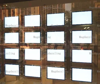 

16PCS A4 Landscape Double Sided Acrylic LED Poster Display Lightbox,Real Estate Agent Magnetic Cable Kits Hanging Panel for Shop