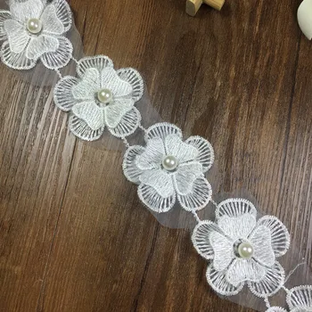 

Wholesale 14yards/lot fancy lace Trims Beaded Embroidered Lace DIY Ribbon Garment Accessories for Sewing DecorationYA09