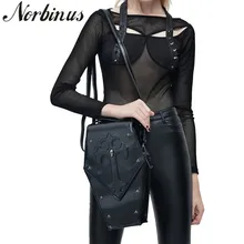 Norbinus ретро кожаные женские сумки готические сумки через плечо женские дизайнерские сумки с черепами и заклепками для дам