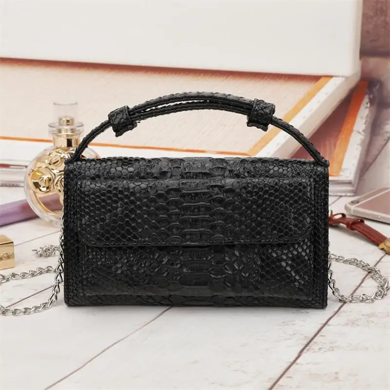 New Style Luxury Handbags For Women Genuine Leather Day Small Clutch One Chain Shoulder Cross-body Bags Crocodile Pattern Purse - Color: black 3