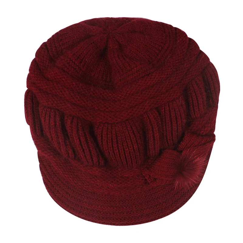 Charles Perra Women Knitted Hats Winter Thicken Double Layer Ear Protection Casual Wool Women's Hat Warm Female Beanies CD63