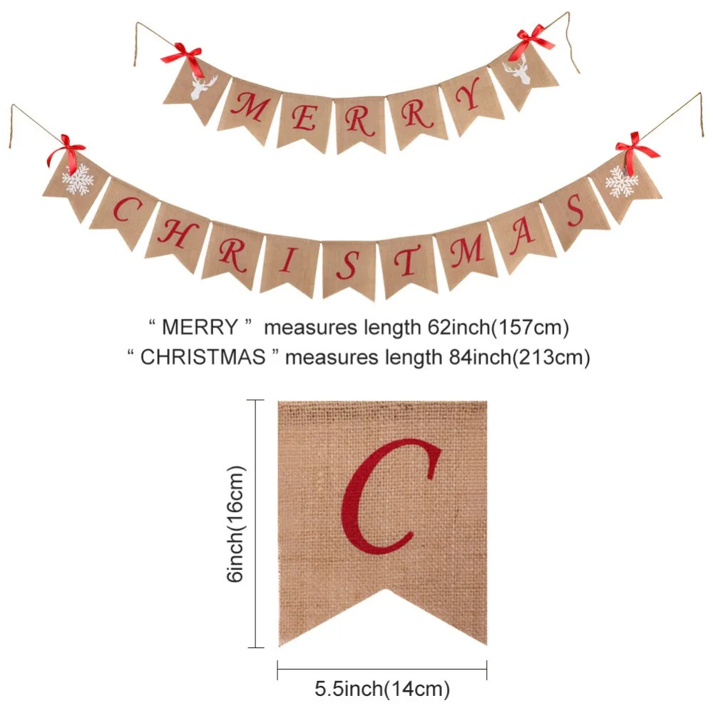 OurWarm с Рождеством брезентовые флажки Рождественские Баннер Новогодние рождественские украшения для дома стены двери украшения аксессуар
