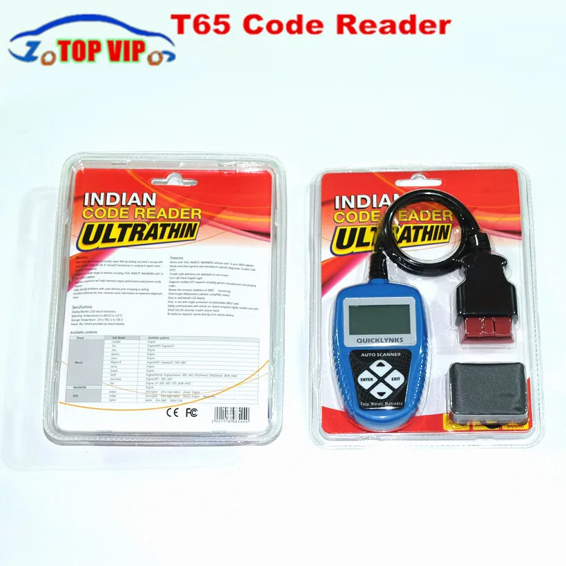 

5 pcs /lot Professional Indian auto scan tool T65 OBD2 Indian car diagnostic code reader for Ma-hindra,M-ruti,Ta/ ta by DHL