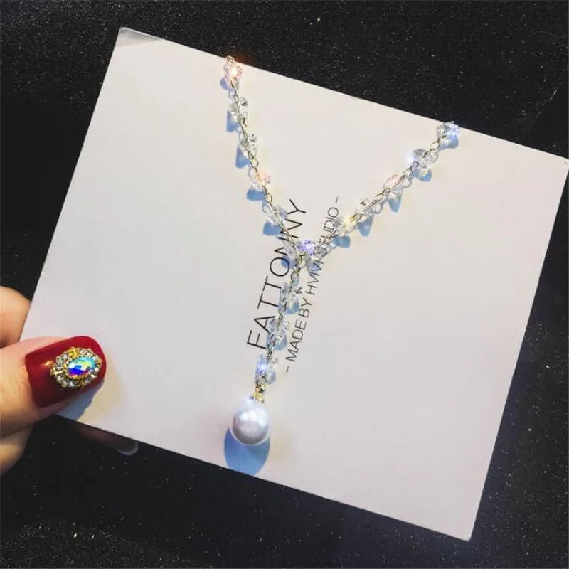 FYUAN модные необычные Кристальные колье ожерелья для женщин Bijoux длинные жемчужные