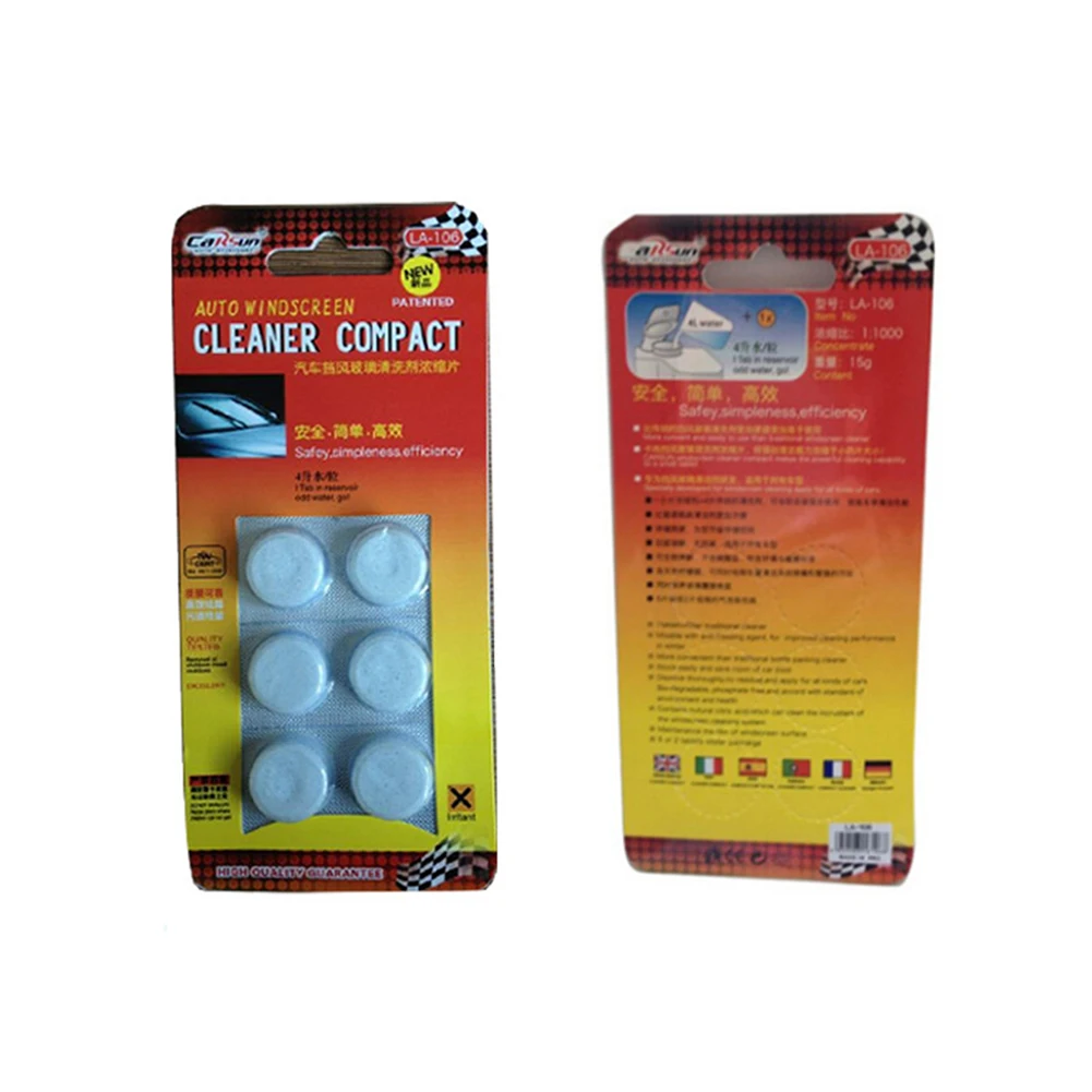 

6 Pcs/Pack Auto Windscreen Cleaner Car Cleaning Solid Wiper Fine Agent Pills Effervescent Tablets Glass Water Seminoma