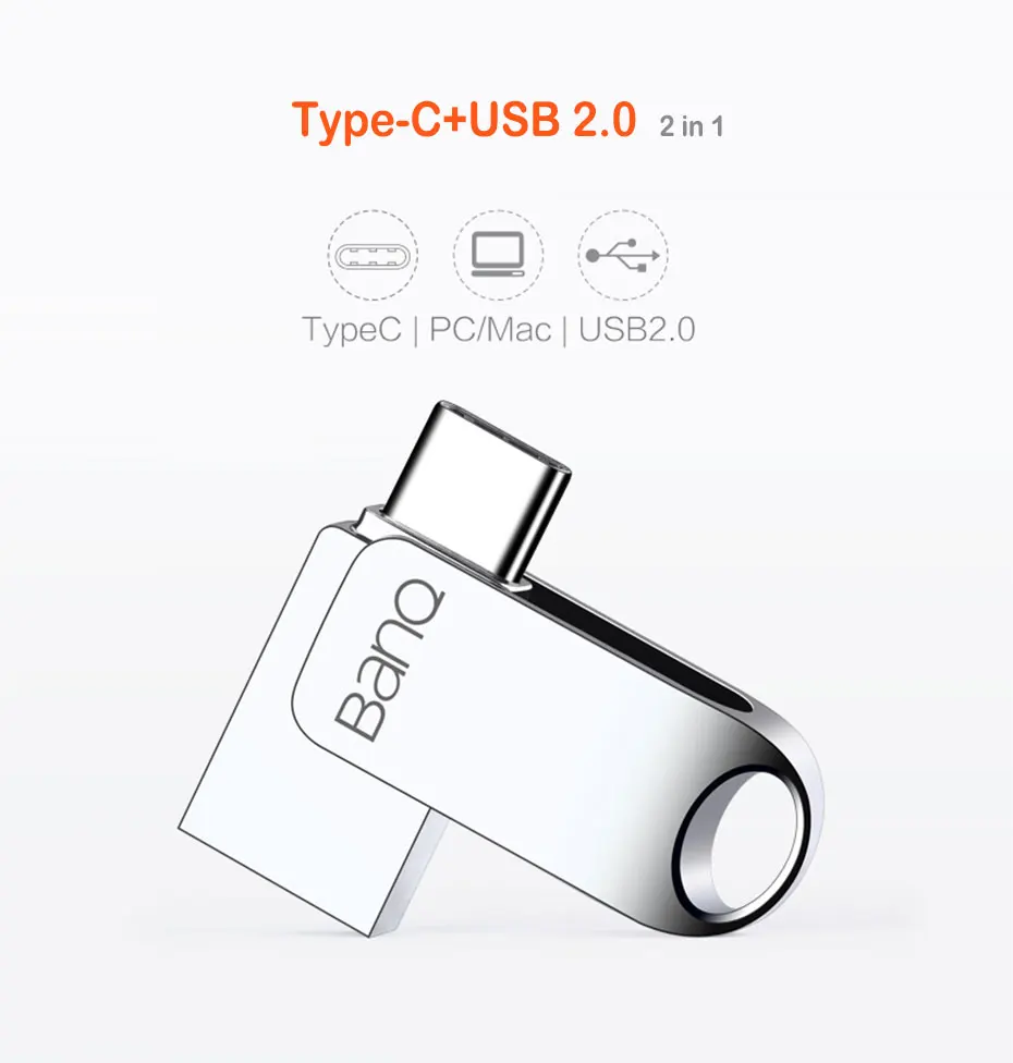 BanQ C6 USB флеш-накопитель 32 Гб OTG металлический водонепроницаемый флеш-накопитель 64 Гб Тип C Флешка мини-флешка карта памяти 16 Гб