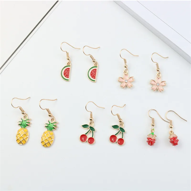

Korean Cute Cartoon Cherry Pineapple Bear Rabbit Bunny Chick Woman Girls Hook Dangle Drop Earrings Fashion Jewelry-LAF