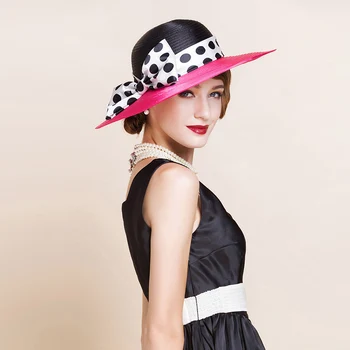 

Straw Sunscreen Hat Women Spring Summer Sun Protection Cap Bowknot Wave Point Wide Eaves Sunshade Fashion Visor Lady Hats H6594