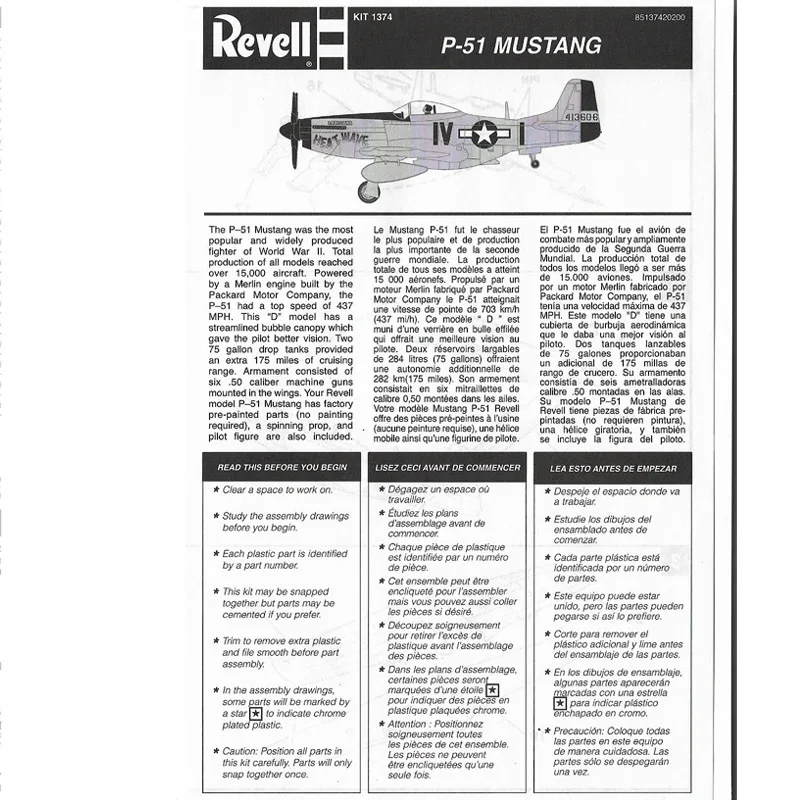 1:100 весы Revell оснастки знаменитостей F16 Fighting Falcon P-51 Mustang Spitfire A-10 Thunderbolt военный самолет воздушное судно истребитель модельная игрушка