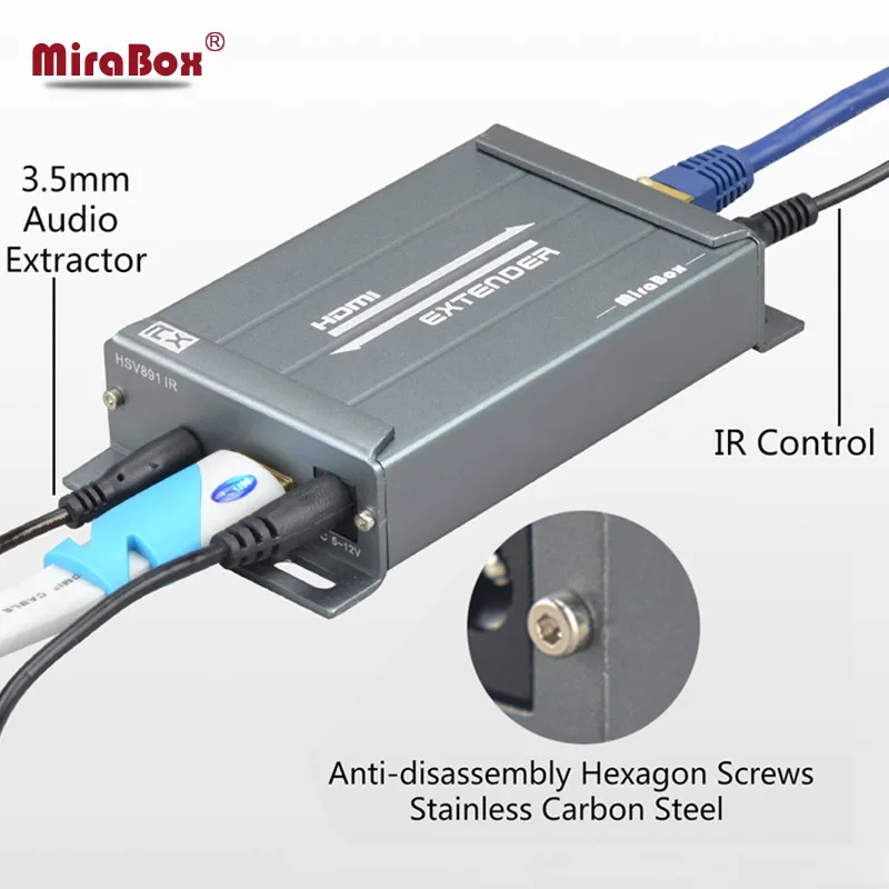 

MiraBox HSV891 IR Over TCP/IP with Audio Extractor support 1080P cascade Receivers By Cat5 Cat5e Cat6 RJ45 Lan Cable HDMI