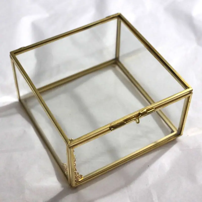 Геометрическая стеклянная коробка для ювелирных изделий, контейнер для демонстрации ювелирных изделий на память, домашние декоративные растения, контейнер Ewelry Sto