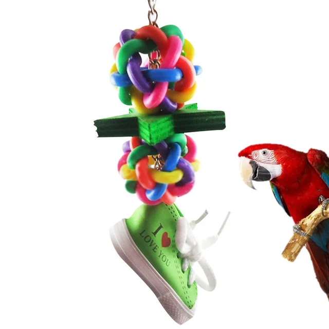 US $3.29 Misterolina Cockatiel Parrot Toys Sports Shoes Toy For Lovebird Parrots Stand Climb Bite Pet Bird A