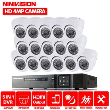 NINIVISION 16CH HD 4MP 5MP AHD DVR NVR CCTV система 16 шт. Крытый 4.0MP камеры безопасности купол ночного видения комплект системы охранного видеонаблюдения