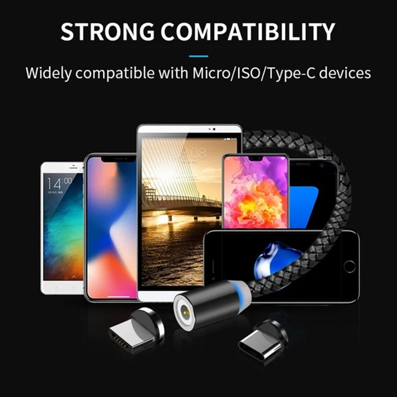 Светодиодный магнитный usb кабель для зарядки кабеля USB type C Магнитный зарядный