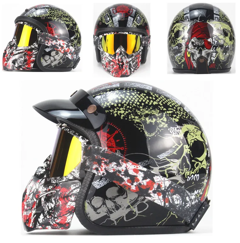 3/4 шлемы moto rcycle с открытым лицом винтажные Ретро-шлемы Чоппер мотошлем rcycle шлем с Закрытая маска