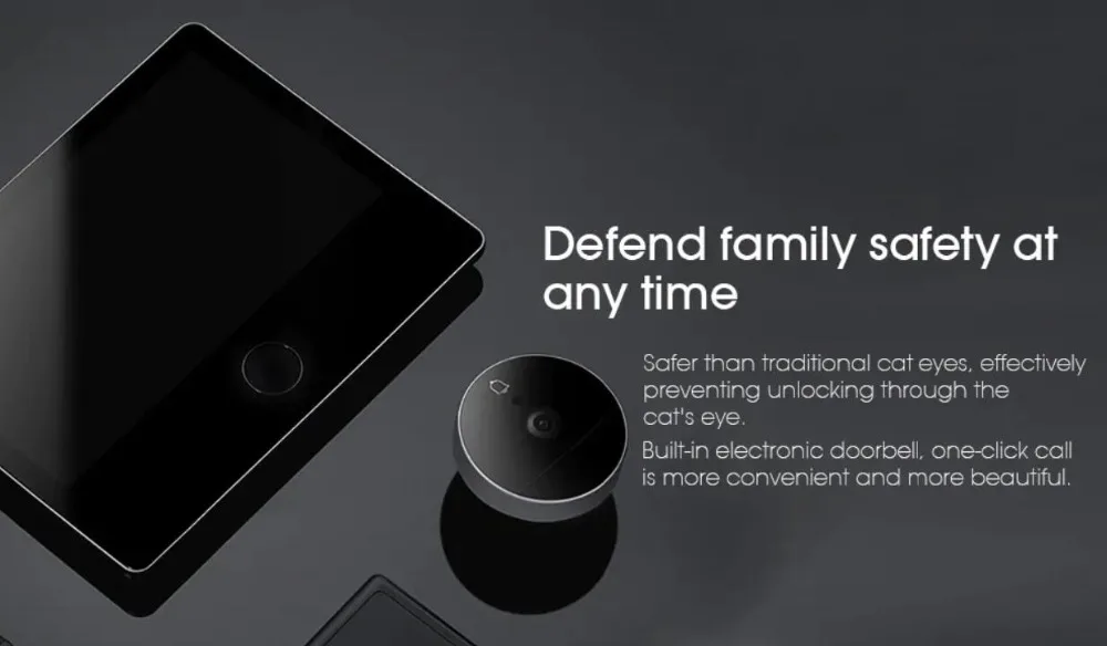 Stock Xiaomi Luke Smart Door Video doorbell Cat Eye Youth Edition CatY Gray Mijia App Control Rechargable IPS Display Wide Angle (1)