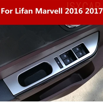 

For Lifan Marvell 2016 2017 Stainless Steel Inner Door Armrest Window Switch Buttons Cover Door Window Adjust Button 4pcs