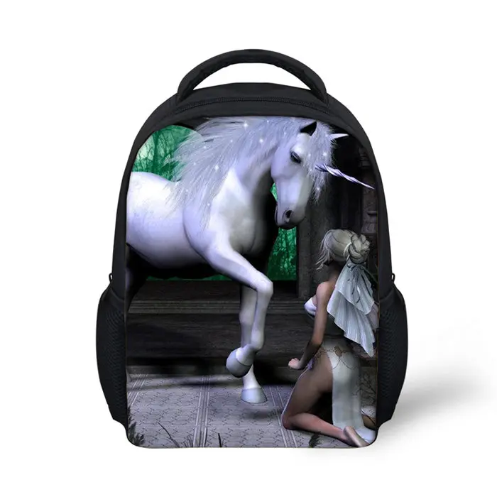 Индивидуальная сумка с единорогом рюкзак школьный для девочек мальчиков детей печать Школьные Сумки Sac Licorne Trousse LicorneDrop - Цвет: Черный