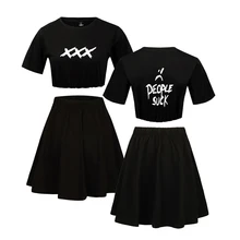Frdun/ костюм с короткой юбкой XXXtentacion футболка с короткими рукавами и короткая юбка повседневный комплект из двух предметов для девочек