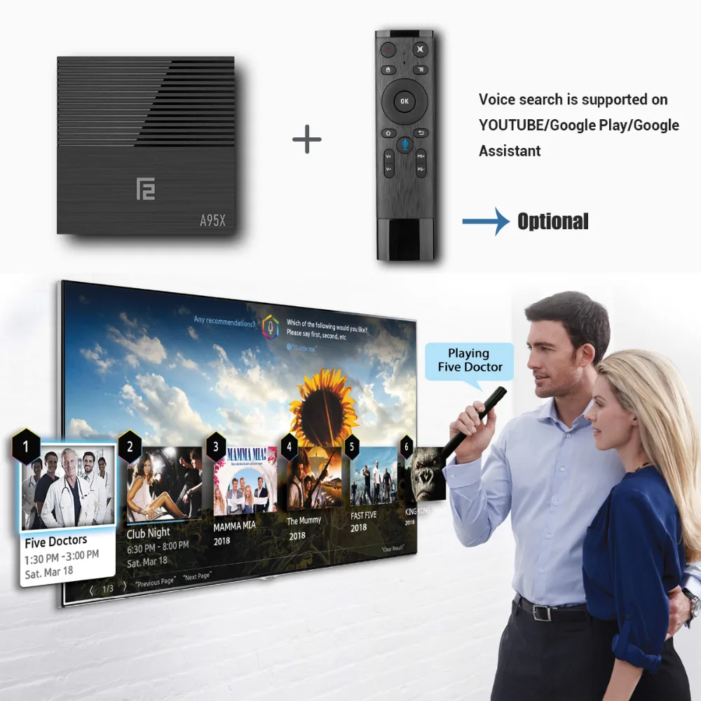 Умная ТВ приставка A95XF2 Wechip Android 9 0 S905X2 медиаплеер 42 ГБ 64 BT 4 2 4G/5G Wi Fi 100 м LAN H.265