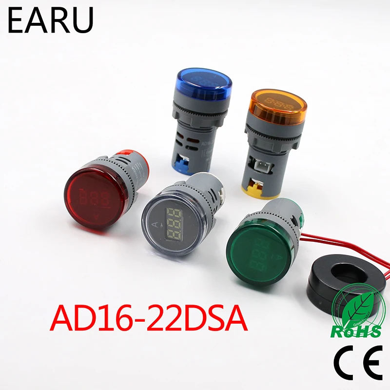 

22mm LED Digital Display AC 60-500V 0-100A Ampermeter Ammeter Voltmeter Voltage Current Meter Gauge Indicator Signal Light Pilot