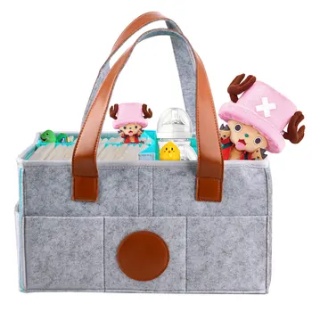 

Foldable Felt Storage Bag Baby Diaper Caddy Organizer Children Toys Tote Organizer Large Waterproof Great for Travel Storage