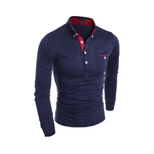 Мужская рубашка поло, модная, брендовая, в горошек, с отворотом, с длинным рукавом, без подкладки, верхняя одежда, мужская рубашка Paul LB