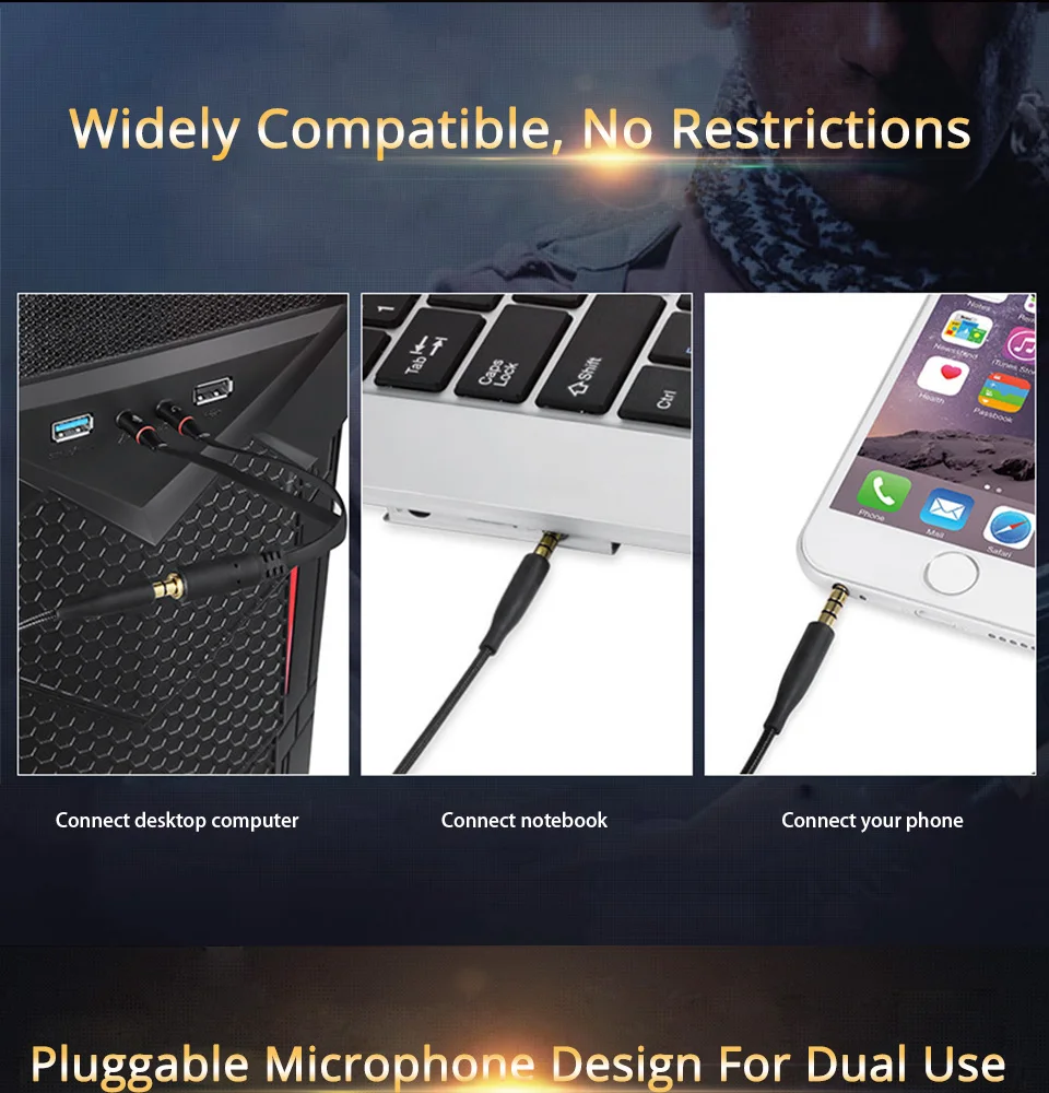 NEWGOOD Wired Earphone Bass Stereo Gaming Headset With Microphone PC Game Earphones With Detachable Mic For Computer PS4 (16)