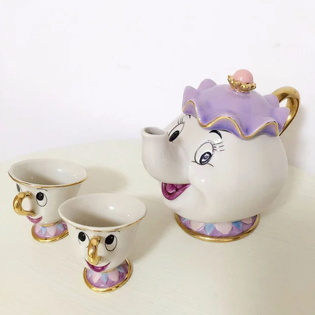 

Genuine Cartoon Beauty and the Beast Tea Potts Chip Coffee Maker Mug [1 Can+2 cups] Mug Cute Xmas Gift Collection Free Shippin