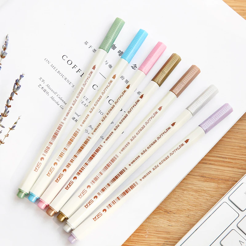 JIANWU, 10 цветов/набор, металлическая перламутровая цветная мягкая ручка, кисть для рисования, цветная ручка, декоративная ручка, граффити, альбом, ручка для рисования, метка pe