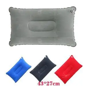 Outdoor portable Double Sided Foldable Air Cushion Inflatable Pillow Flocking Cushion Travel Tent Accessories 1PC