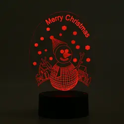 Merry Рождество Снеговик 3D светодиодный LED USB освещение Touch RGB цвета пеленальный столик ночник прикроватный акрил панель украшения