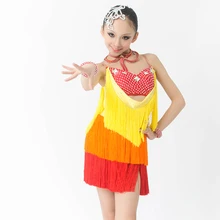 Новые высококлассные ребенок Костюмы для латиноамериканских танцев танцевальный конкурс платье W/толстый Ленточки, обувь для девочек Salsa/Румба/Samba/Chacha/Костюмы для бальных танцев профессиональной сцене одежда