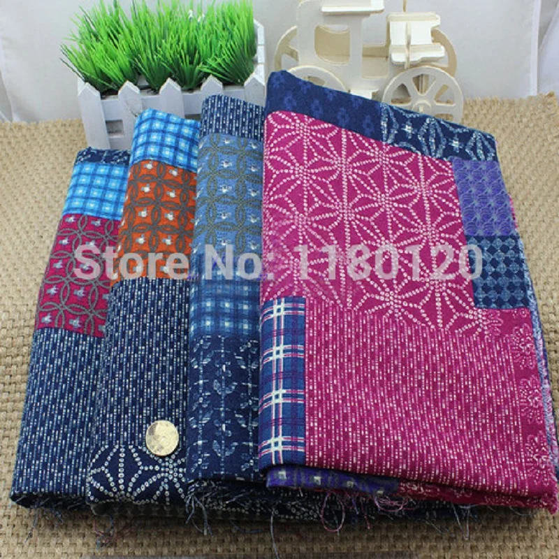 50 см* 140 см синяя Лоскутная льняная ткань в клетку винтажная льняная ткань с принтом zakka