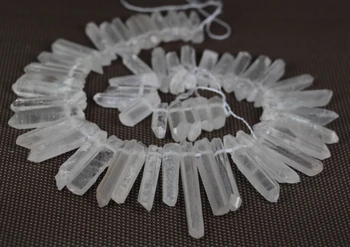 

High Quality Natural Raw Clear Crystal Point Pendant Beads,Crystal Quartz Pillar Graduated Top Drilled Tusk Stick Point Beads