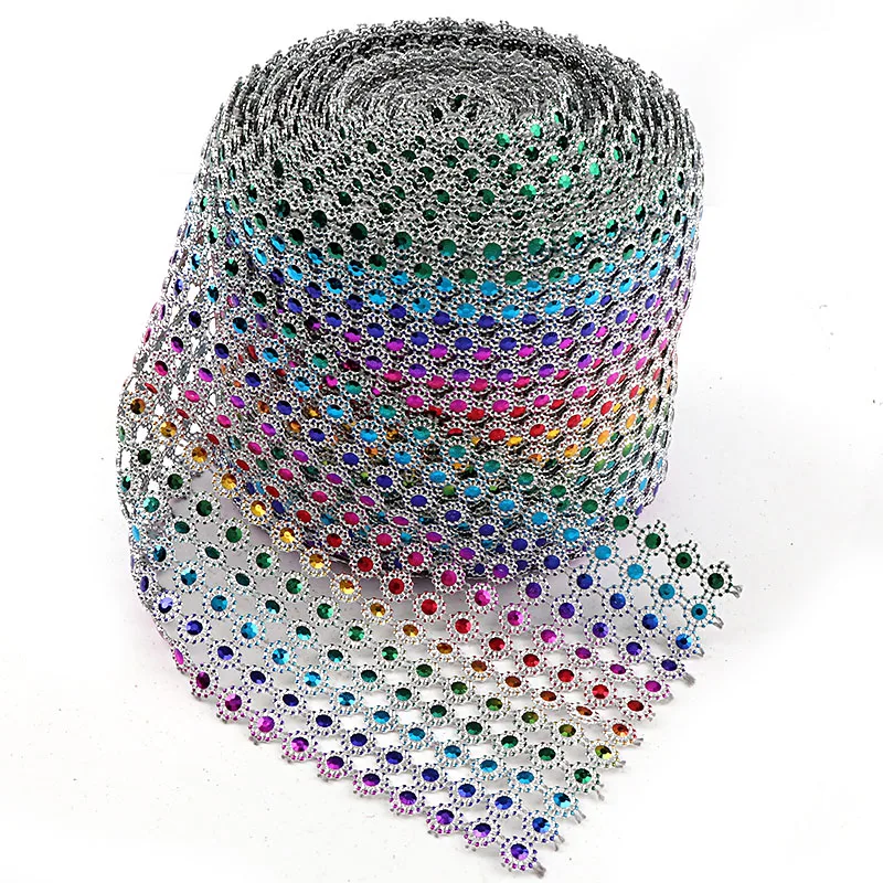 Buy 10 Yards 12 Rows 10mm Rainbow Rhinestone Mesh Trim